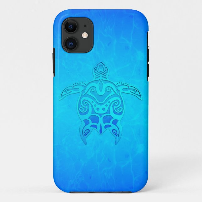 Funda De Case-Mate Para iPhone Tortuga tribal azul (Reverso)