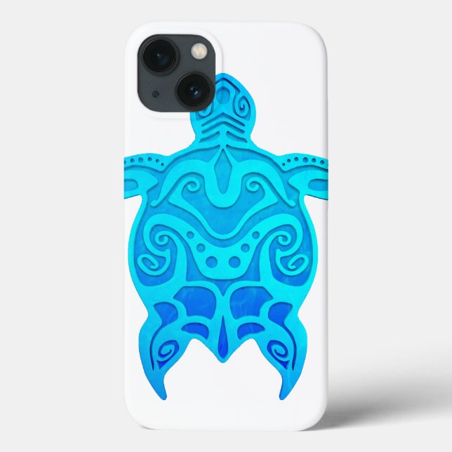 Funda De Case-Mate Para iPhone Tortuga tribal azul (Reverso)