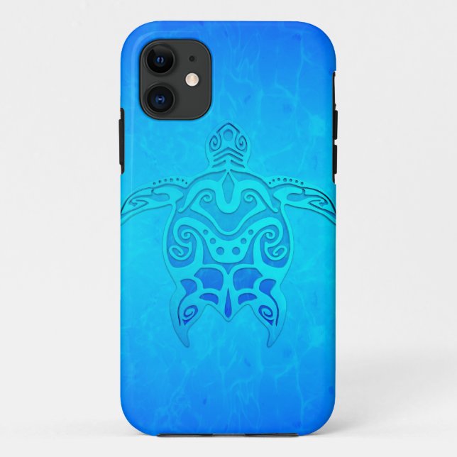 Funda De Case-Mate Para iPhone Tortuga tribal azul (Reverso)