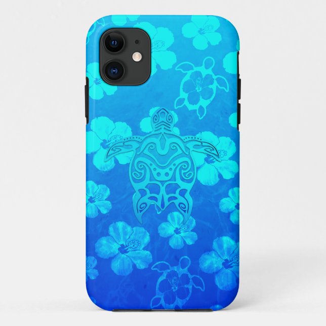 Funda De Case-Mate Para iPhone Tortuga tribal azul (Reverso)