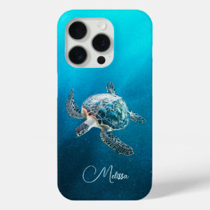Funda Para iPhone 15 Pro Tortuga turquesa brillante   Costera