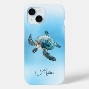Funda Para iPhone 15 Tortuga turquesa brillante   Costera