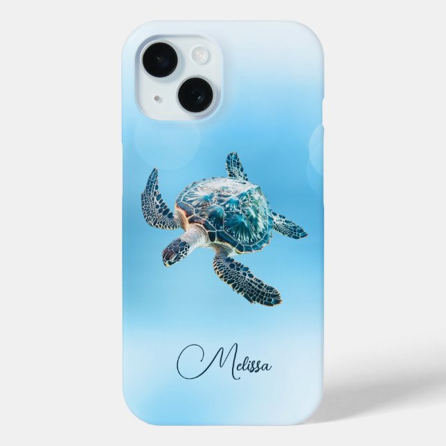 Funda De Case-Mate Para iPhone Tortuga turquesa brillante | Costera (Reverso )