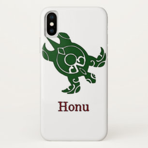 Funda Para iPhone X Tortuga verde tribal del mar en blanco