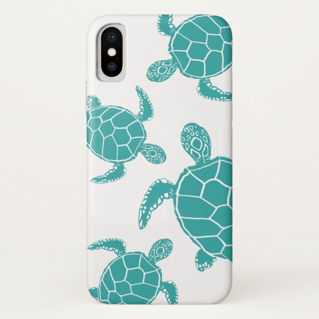 Funda De Case-Mate Para iPhone Tortugas azules del Mar Blanco (Reverso)