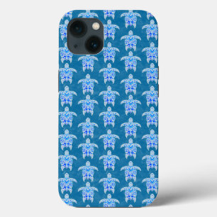 Funda Para iPhone 13 Tortugas azules tribales honu