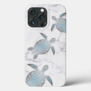 Funda Para iPhone 13 Pro Tortugas Marinas Gris Mármol Plata