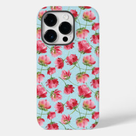 Funda Para iPhone 14 Pro De Case-Mate Tossed Crimson Red Watercolor Florals Polka Dots