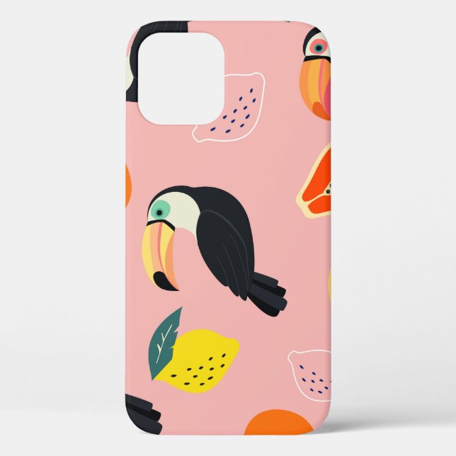 Funda De Case-Mate Para iPhone Toucan con abstracto Frutos Tropicales (Reverso )