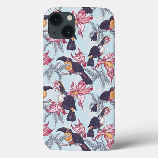 Funda De Case-Mate Para iPhone Toucanes Con Flores Exóticas (Reverso)