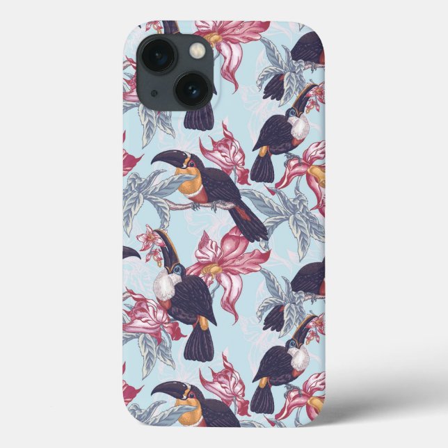 Funda De Case-Mate Para iPhone Toucanes Con Flores Exóticas (Reverso)