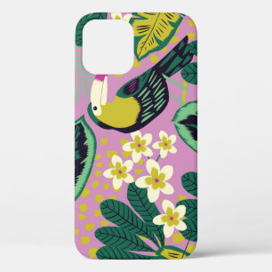 Funda Para iPhone 12 Toucanes tropicales: Patrón de flores