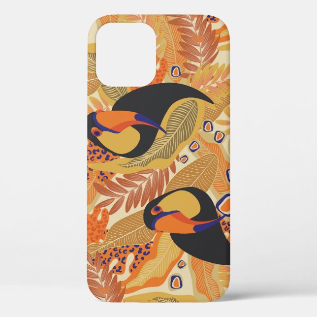 Funda De Case-Mate Para iPhone Toucans en ramas, patrón tropical sin fisuras. (Reverso )