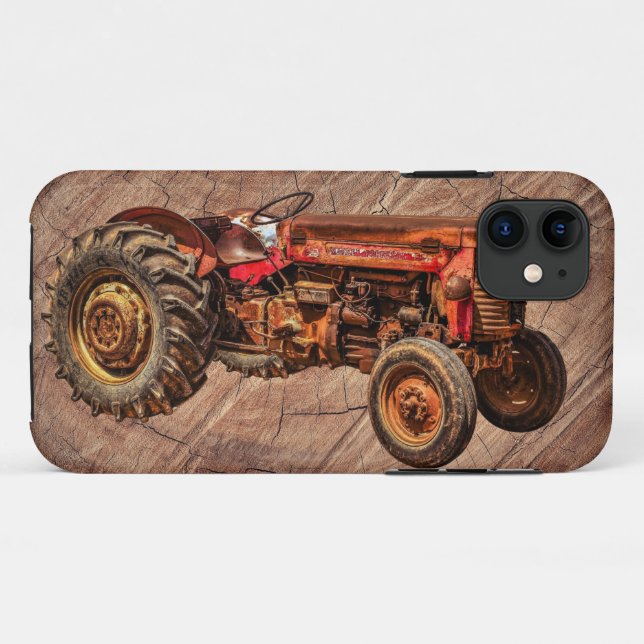 Funda De Case-Mate Para iPhone Tractor rojo antiguo (Reverso (horizontal))
