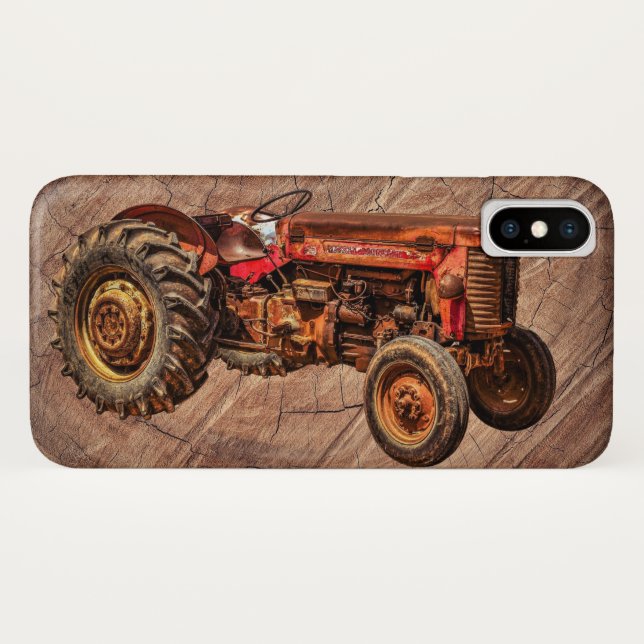 Funda De Case-Mate Para iPhone Tractor rojo antiguo (Reverso (horizontal))