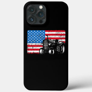 Funda Para iPhone 13 Pro Max Tractores de granjas Tractores de Bandera American