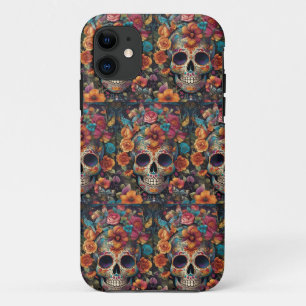 Funda Para iPhone 11 Tradición Mesmerizadora: Vibrante Cráneo de Azúcar