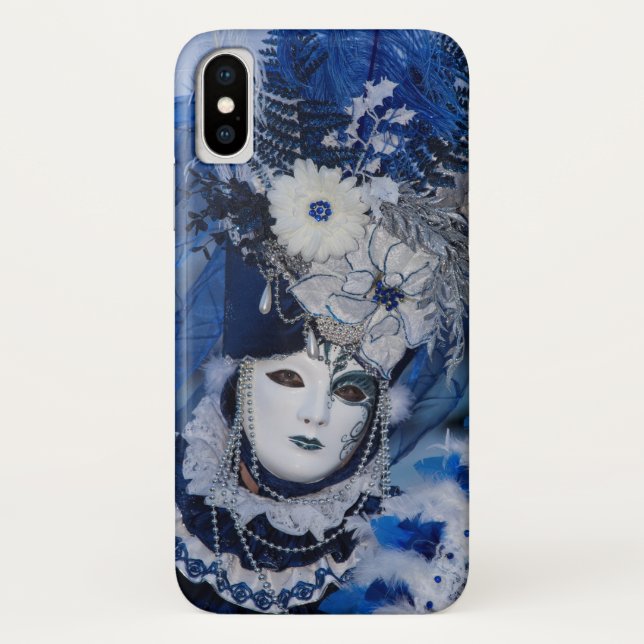 Funda De Case-Mate Para iPhone Traje de Carnaval Azul, Venecia (Reverso)