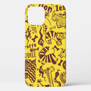 Funda Para iPhone 12 Trama transparente de animales africanos