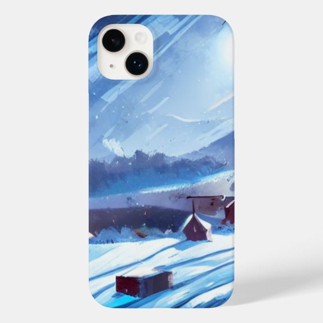 Funda De Case-Mate Para iPhone Tranquila noche de invierno en un pueblo cubierto  (Reverso )