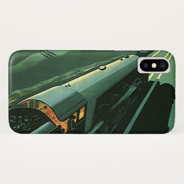 Funda De Case-Mate Para iPhone Transporte de cosecha, tren de velocidad verde (Reverso (horizontal))