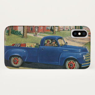 Funda Para iPhone X Transporte Vintage, Camión Azul Clásico