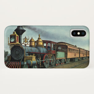 Funda Para iPhone X Transporte Vintage, Locomotora de Tren de Carbón