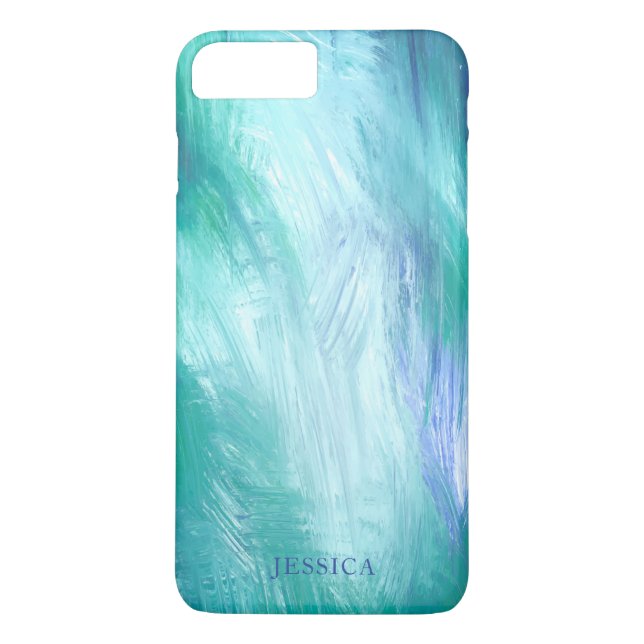 Funda De Case-Mate Para iPhone Trazos de pincel abstractos modernos turquesa verd (Reverso)