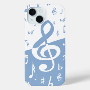Funda Para iPhone 15 Treble Clef Wave Sky azul y blanco