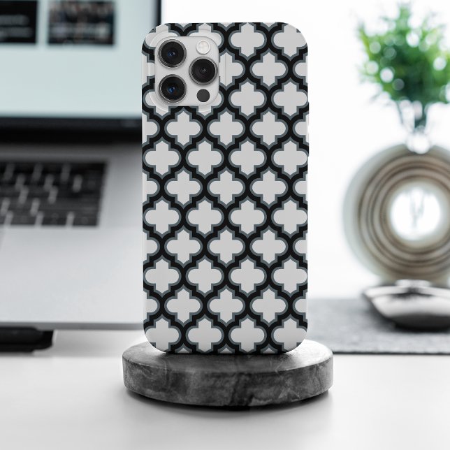 Funda De Case-Mate Para iPhone Trébol blanco y negro, Entramado, Quatrefoil (Subido por el creador)