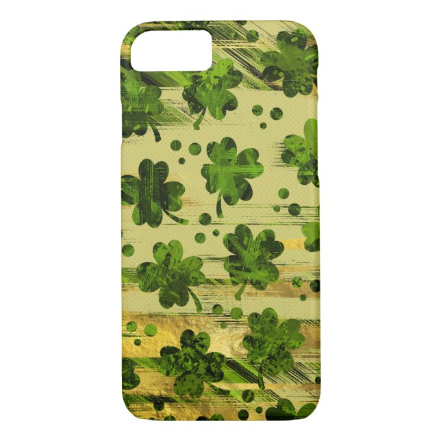 Funda De Case-Mate Para iPhone Trébol irlandés - oro pintado trébol y verde (Reverso)