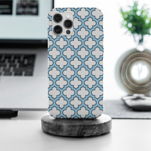 Funda Para iPhone 15 Pro Max Trellis azul blanco y bebé, Entramado, Quatrefoil