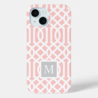 Trellis Monograma Rosa y Gris | Colores Editables