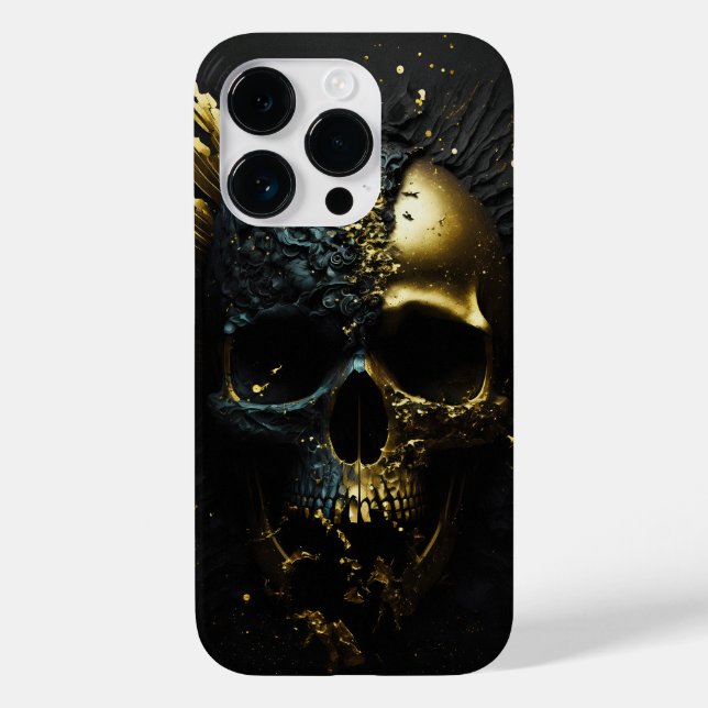 Funda De Case-Mate Para iPhone Trendiger Gothik Totenkopf in schwarz gold Design (Reverso )