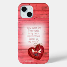Trendy Faux Red Wood Red Heart Orange Bee Bible