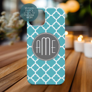 Funda Para iPhone 15 Trendy Quatrefoil Pattern Personalizado Triple Mon