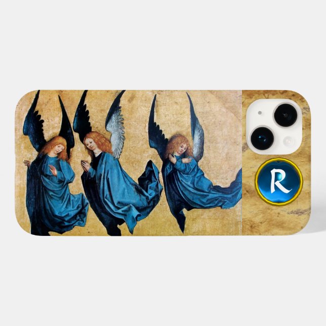 FUNDA DE Case-Mate PARA iPhone TRES ÁNGELES NAVIDADES EN EL MONOGRAMA DE PARCHMEN (Reverso  (Hotizontal))
