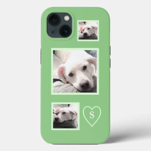 Funda Para iPhone 13 Tres bonitas fotos de Green de perro picante blanc