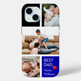 Funda Para iPhone 15 Tres fotos personales personalizan el mejor papá