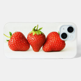 Funda Para iPhone 15 Tres Fresas En La Iphcna Blanca