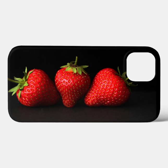 Funda De Case-Mate Para iPhone Tres fresas sobre el iphcnm negro (Reverso (Horizontal))