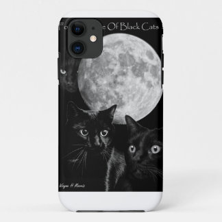 Funda Para iPhone 11 Tres gatos negros y la luna