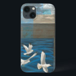 Funda Para iPhone 13 Tres gaviotas blancas volando sobre el agua<br><div class="desc">¿Necesitas escapar? Hazlo eligiendo este cuadro de la artista Tara Friel que representa a tres gaviotas que sobrevuelan el agua. La vista de las olas del océano y los vivos colores hacen que este diseño sea muy realista.</div>