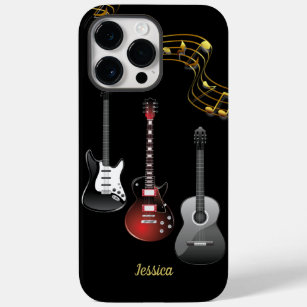 Funda Para iPhone 14 Pro Max De Case-Mate Tres guitarras y notas de la música, nombre