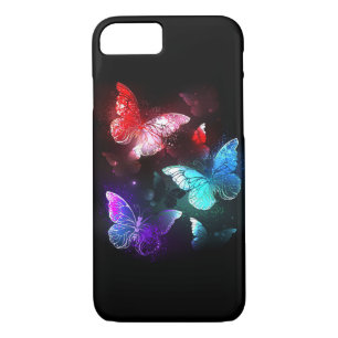 Funda Para iPhone 8/7 Tres mariposas brillantes en el fondo nocturno