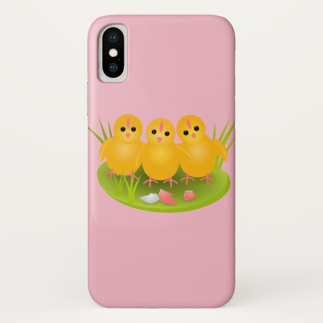 Funda De Case-Mate Para iPhone Tres pollos amarillos de Happy Easter (Reverso)