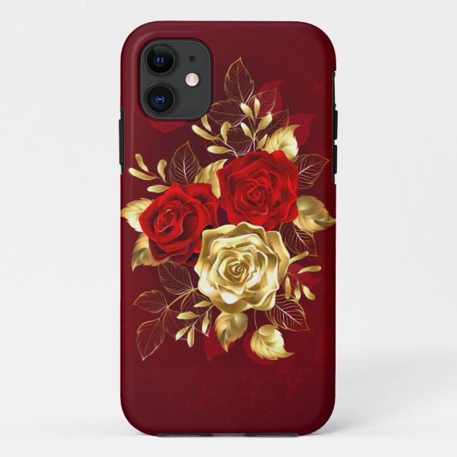 Funda De Case-Mate Para iPhone Tres Rosas Joyas (Reverso)