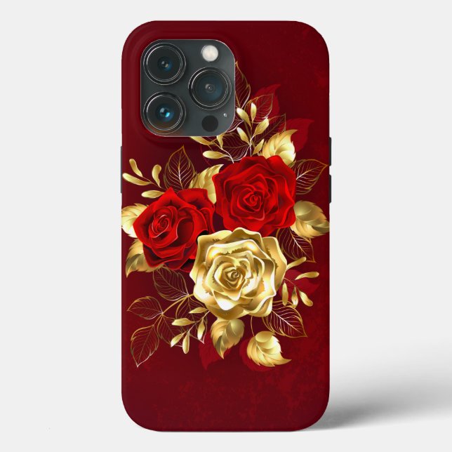 Funda De Case-Mate Para iPhone Tres Rosas Joyas (Reverso )