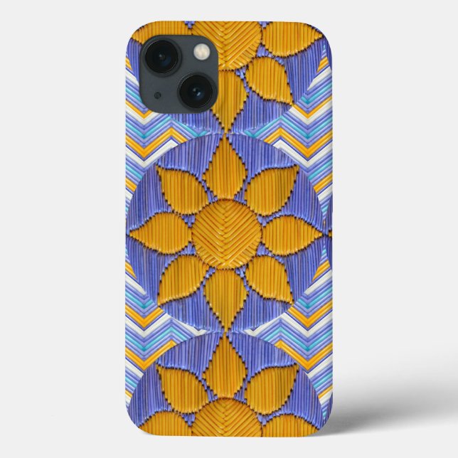 Funda De Case-Mate Para iPhone Tri azul Chevron del girasol (Reverso)