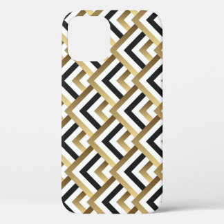 Funda Para iPhone 12 Triángulos abstractos: negro dorado sin foco